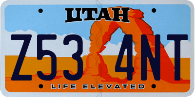 UT license plate Z534NT