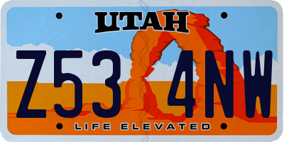UT license plate Z534NW