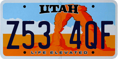 UT license plate Z534QF