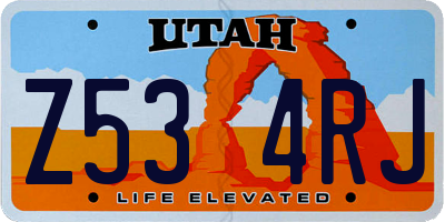 UT license plate Z534RJ