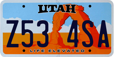 UT license plate Z534SA
