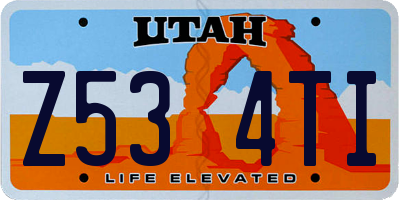 UT license plate Z534TI