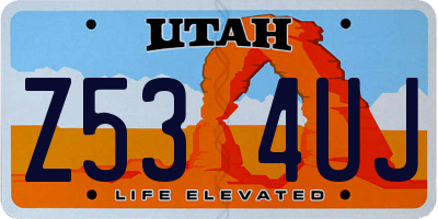 UT license plate Z534UJ