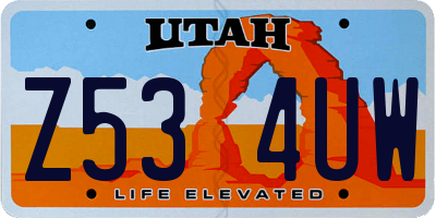 UT license plate Z534UW