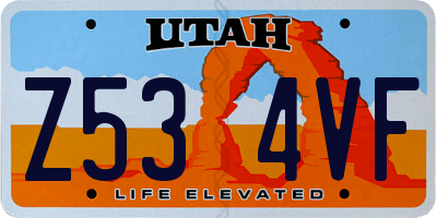 UT license plate Z534VF
