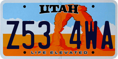 UT license plate Z534WA