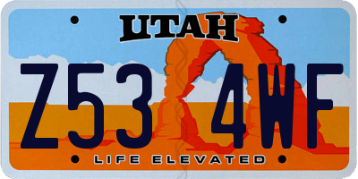 UT license plate Z534WF
