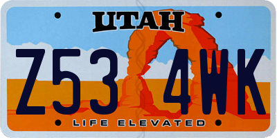 UT license plate Z534WK