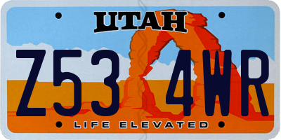 UT license plate Z534WR