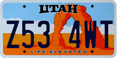 UT license plate Z534WT