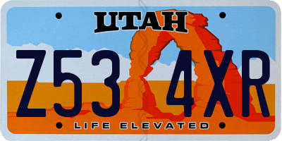 UT license plate Z534XR