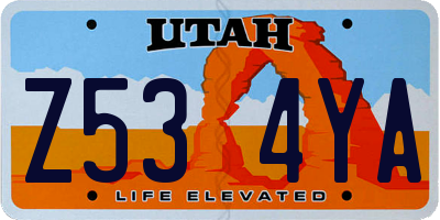 UT license plate Z534YA
