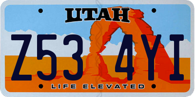 UT license plate Z534YI