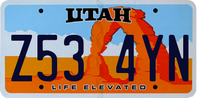 UT license plate Z534YN