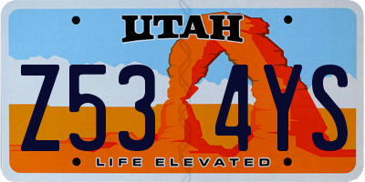 UT license plate Z534YS