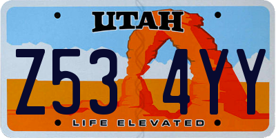 UT license plate Z534YY