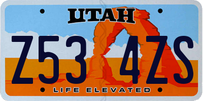 UT license plate Z534ZS
