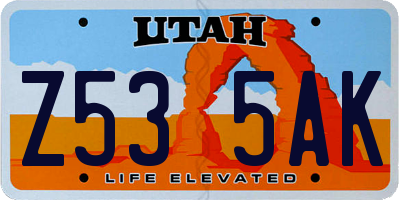 UT license plate Z535AK