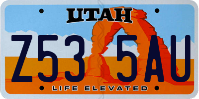 UT license plate Z535AU