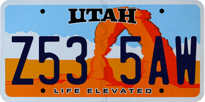 UT license plate Z535AW