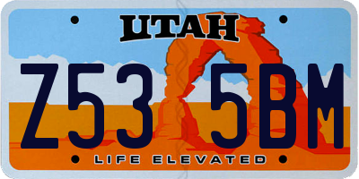 UT license plate Z535BM