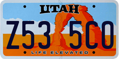 UT license plate Z535CO