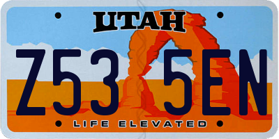 UT license plate Z535EN