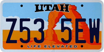UT license plate Z535EW