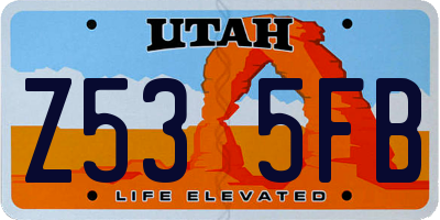 UT license plate Z535FB
