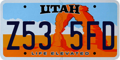UT license plate Z535FD