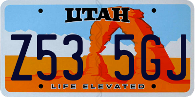 UT license plate Z535GJ
