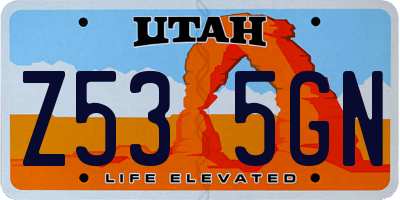 UT license plate Z535GN