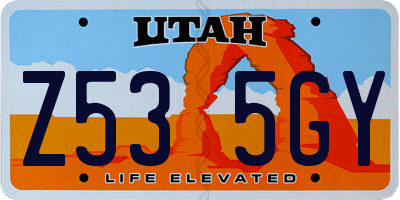 UT license plate Z535GY