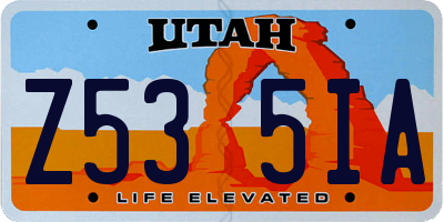 UT license plate Z535IA