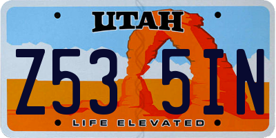 UT license plate Z535IN