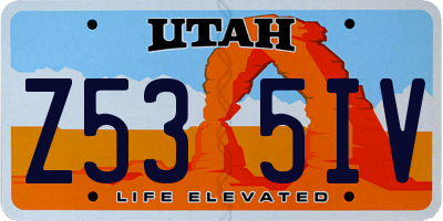 UT license plate Z535IV