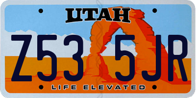 UT license plate Z535JR