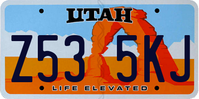 UT license plate Z535KJ