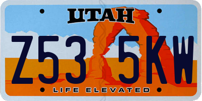 UT license plate Z535KW