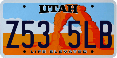 UT license plate Z535LB
