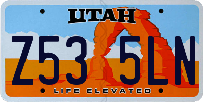 UT license plate Z535LN