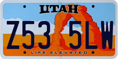 UT license plate Z535LW