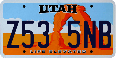 UT license plate Z535NB