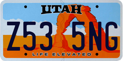 UT license plate Z535NG