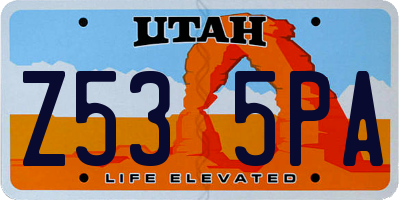 UT license plate Z535PA