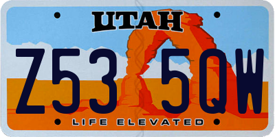 UT license plate Z535QW