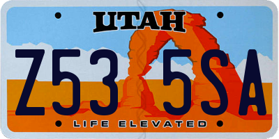 UT license plate Z535SA
