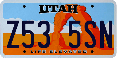 UT license plate Z535SN
