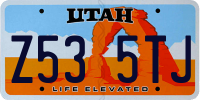 UT license plate Z535TJ