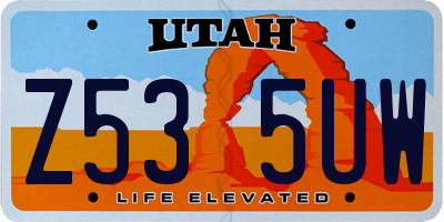 UT license plate Z535UW
